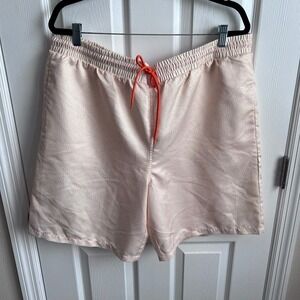 Marvel Mens XL Swim Trunks Cream Tan Geometric Abstract Print Orange Drawstring‎